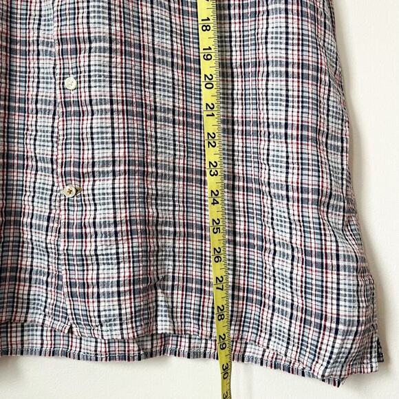 NWT Barbour Deanhill Summer Seersucker Plaid Button Up Shirt Mens Medium Navy - Picture 7 of 10